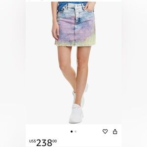 ZADIG & VOLTAIRE JUICYTIE DYE RAINBOW OMBRE HIGH RISE DENIM MINI SKIRT 36/M NWOT